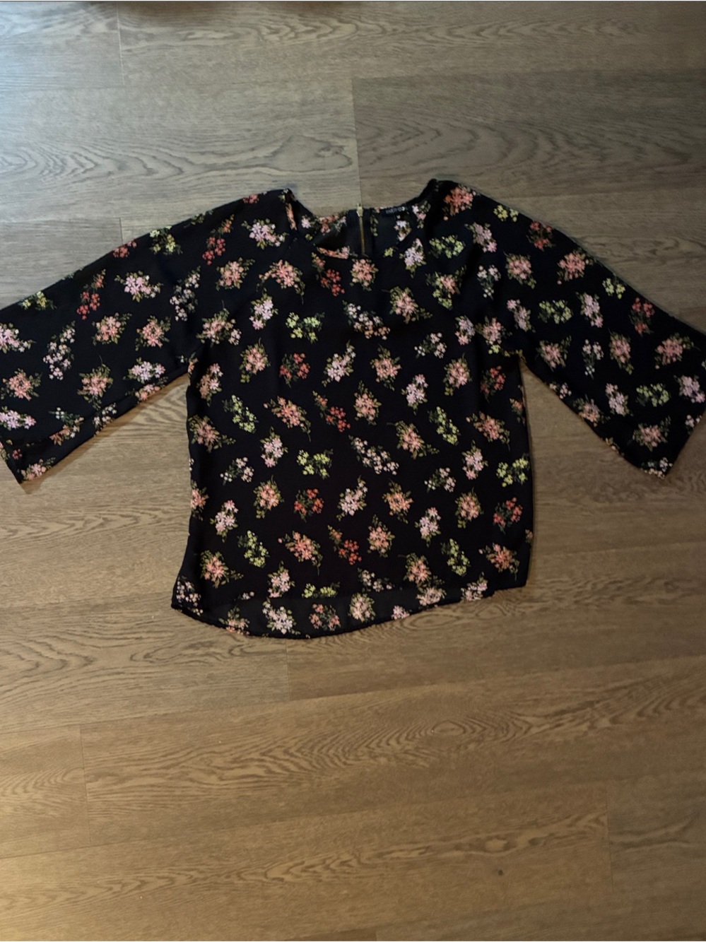 Papermoon Black Floral 3/4 Sleeve Blouse